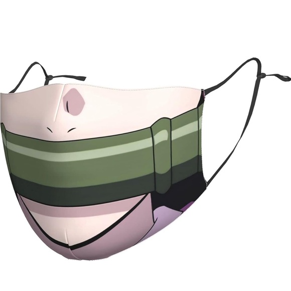 Demon Slayer Nezuko Pink & Green Bamboo Muzzle Unisex Facemask - Picture 2 of 11